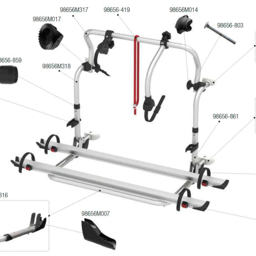 Fiamma Unteres Befestigungskit M6 x 50 mm passend für Carry Bike C L80 / L80 / Pro C Knaus-Eiffeland / Trigano-Ci-Roller Team - Fiamma Ersatzteilnummer 98656-005 - Ersatzteile Fahrzeug