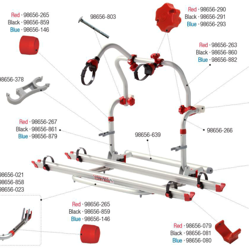 Fiamma Montagesatz passend für Carry Bike Pro C - Farbe Rot Fiamma Ersatzteilnummer 98656-168 - Ersatzteile Fahrzeug