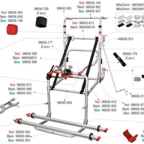 Fiamma Montagesatz passend für Carry Bike Lift 77 / Lift 77 E-Bike - Farbe Rot Fiamma Ersatzteilnummer 98656-354 - Ersatzteile Fahrzeug