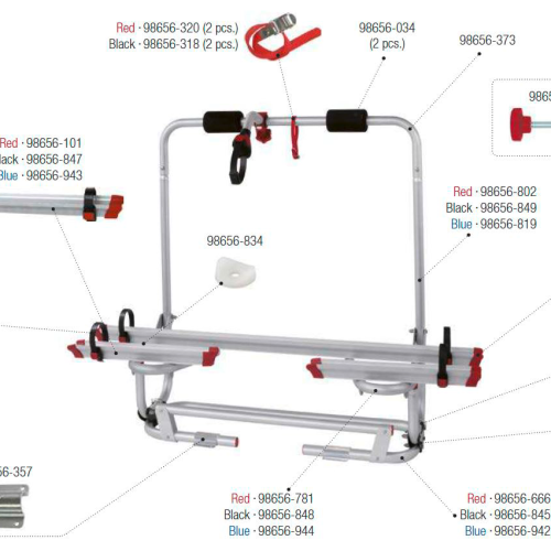 Fiamma Montagesatz passend für Carry Bike Caravan XL A Pro 200 - Farbe Rot Fiamma Ersatzteilnummer 98656-751 - Ersatzteile Fahrzeug