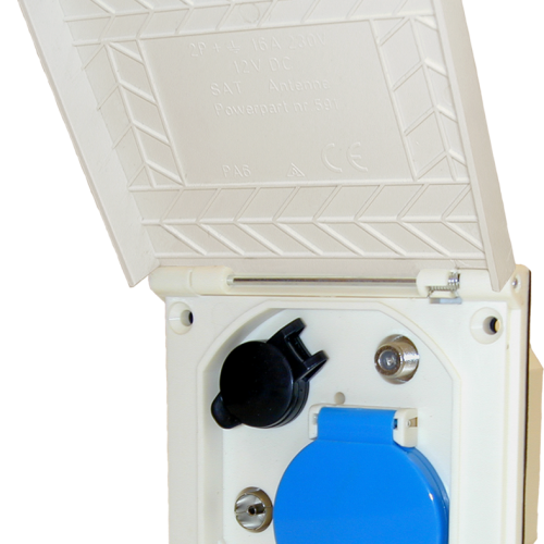 Haba ESB 3 Unit Außensteckdose Multifunktion 12 V / 230 V / Antenne / Satellit Weiß - CEE-Stecker & -Adapter