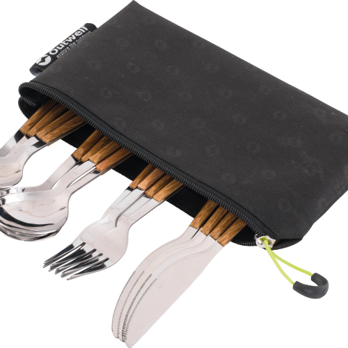 Outwell Besteckset Deluxe 16 teilig inklusive Tasche mit Messer / Gabel / Löffel / Teelöffel - Campingbesteck