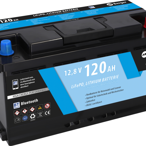 Berger LiFePO4 Lithium Batterie 120 Ah 12 V mit Bluetooth - Fahrzeug-Batterien