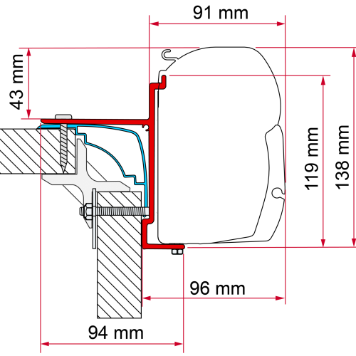 Fiamma Kit Laika Ecovip Bürstner Hobby Markisenadapter für Fiamma F45 - Markisenadapter