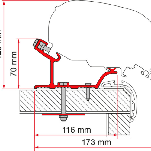 Fiamma  Adapter Carthago Malibu 340 Markisenadapter für Fiamma F80 / F65 450 - Markisenadapter