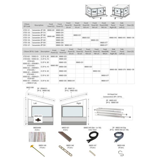 Fiamma Kit Front für Privacy C Store / ZIP 550 R Fiamma Artikelnummer 98660-030 - Ersatzteile Zelte & Markisen