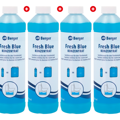 Berger Fresh Blue Konzentrat 750 ml 4x im Set- Sanitärzusatz für den Fäkalientank - Sanitärzusätze & -flüssigkeiten