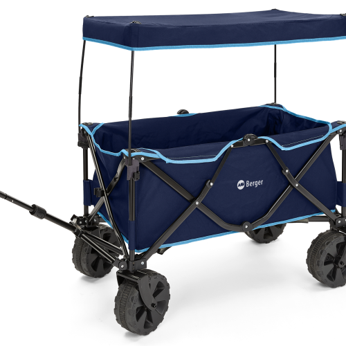 Berger Bollerwagen Blau Set 2-teilig mit passendem Sonnendach - Transportieren & Befestigen