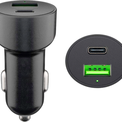 Goobay KFZ USB 2 Port 48W USB-C PD + QC3.0 sw PL Dual-USB Auto Schnellladegerät USB-C - 12 / 24 V Adapter & Kupplung