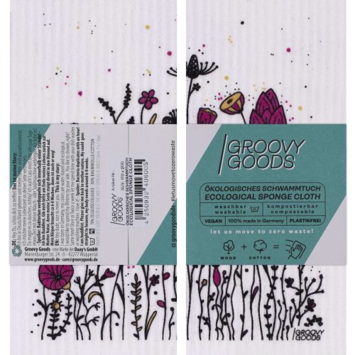 GroovyGoods ökologisches Schwammtuch 20 x 17 cm Wild Flowers - Bürsten, Schwämme, Tücher