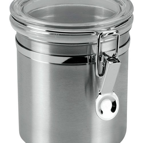 Metaltex Edelstahl Vorratsdose mit transparentem Deckel 700 ml - Lebensmittelbehälter / Vorratsdosen