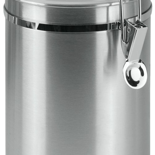 Metaltex Edelstahl Vorratsdose mit transparentem Deckel 2 Liter - Lebensmittelbehälter / Vorratsdosen
