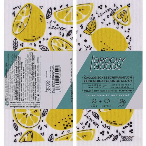 GroovyGoods ökologisches Schwammtuch 20 x 17 cm Lemons - Bürsten, Schwämme, Tücher