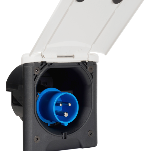 FAWO CEE 17 Einspeisesteckdose Einspeisestecker mit Magnetverschluss 120 x 140 mm schwarz - Außensteckdosen