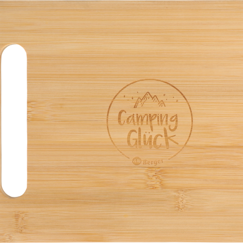 Berger Bambus Schneidebrett 28 x 22 cm "Camping Glück" - Schneidebretter
