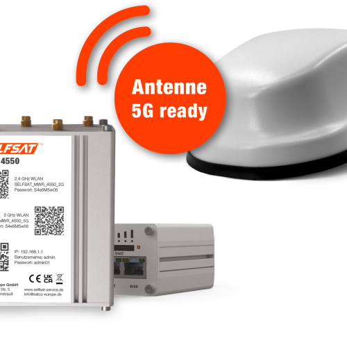 Selfsat 4G / LTE & WLAN Internet Router MWR 4550 Komplettset bis 300 Mbps inkl. 4G / 5G ready Dachantenne weiß - Router