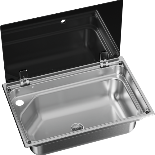 Dometic Eckiges Spülbecken CVS1525G mit Glasabdeckung - Spülbecken