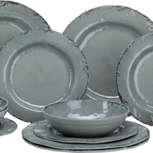 Flamefield Geschirrset Melamin 12-teilig Moondust - Kunststoff und Melamin Geschirr-Sets
