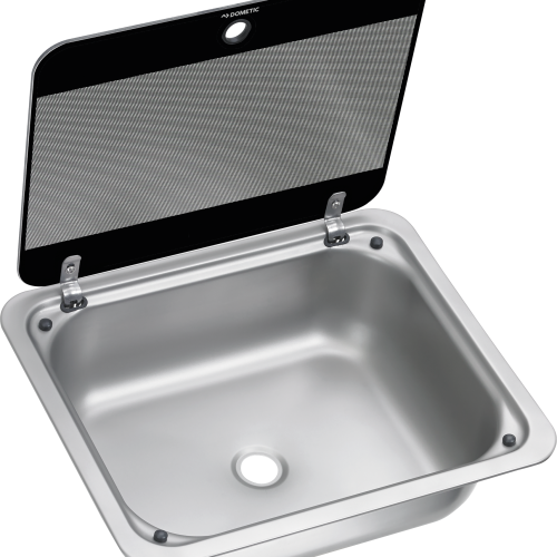 Dometic Eckige Spüle SNG 4133 mit Glasabdeckung 410 x 335 mm - Spülbecken
