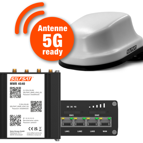 Selfsat 4G Cat 6 WLAN Router MWR 4540 inkl. 5G Antenne bis 300 Mbps weiß - Router