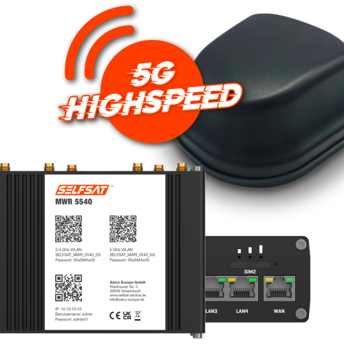 Selfsat 5G Cat 12 WLAN Router MWR 5540 inkl. 5G Antenne bis 2,6 Gbps schwarz - Router