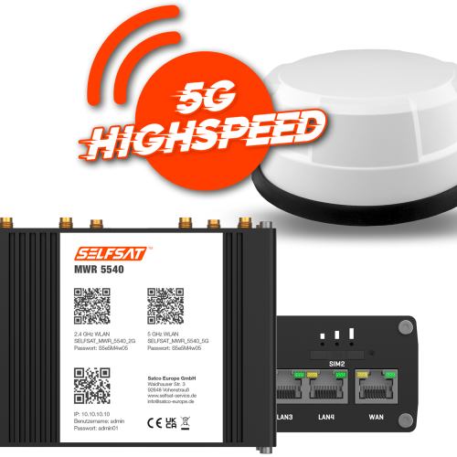 Selfsat 5G Cat 12 WLAN Router MWR 5540 bis 2,6 Gbps inkl. Panorama Antenne weiß - Router