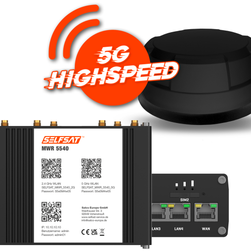 Selfsat 5G Cat 12 WLAN Router MWR 5540 bis 2,6 Gbps inkl. Panorama Antenne schwarz - Router