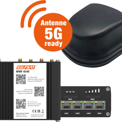 Selfsat 4G Cat 6 WLAN Router MWR 4540 inkl. 5G Antenne bis 300 Mbps schwarz - Router