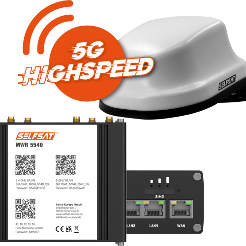 Selfsat 5G Cat 12 WLAN Router MWR 5540 inkl. 5G Antenne bis 2,6 Gbps weiß - Router