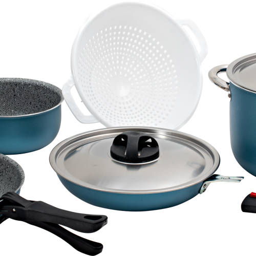 Berger Stone Blau-Matt Topfset 8-tlg. - Kochgeschirr-Sets
