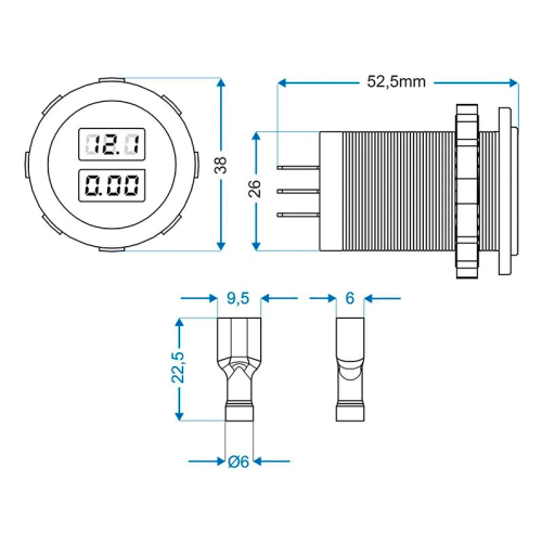 Pro Plus Volt und Amperemeter Messgerät 6-30 Volt und 0-10 Ampere - Sonstiges 12 / 24 V Zubehör von ProPlus