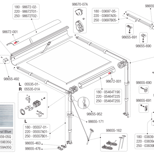 Fiamma Stützfußstange innen 190 cm für Caravanstore / F35 Pro Fiamma Artikelnummer 03839-05- - Ersatzteile Zelte & Markisen