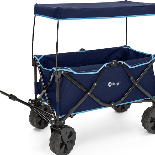 Berger Bollerwagen Blau Set 2-teilig mit passendem Sonnendach - Transportieren & Befestigen