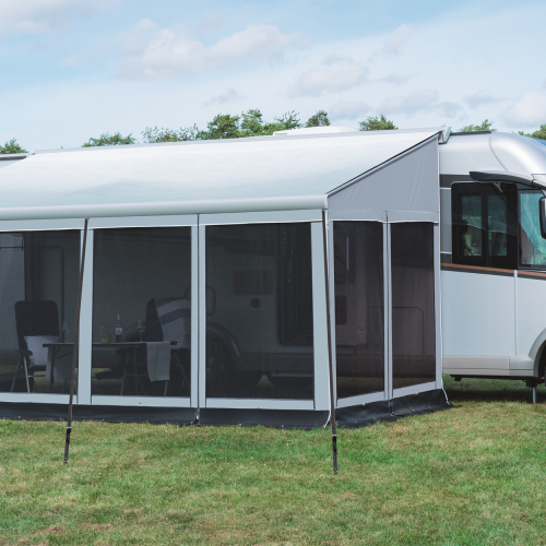 Wigo One Frontwand für multifunktionales Markisenzelt für Sonnen- / Wind- / Sicht- / Moskito- und Regenschutz 375 cm - Markisenvorzelte & Wände