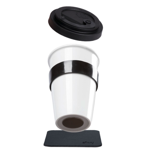 Silwy To-Go-Cup Porzellan inkl. Untersetzer 350ml - Becher und Tassen