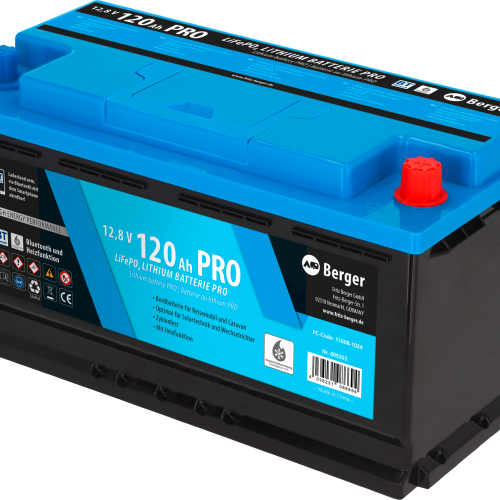 Berger LiFePO4 Lithium Batterie Pro 120 Ah 12 V mit Bluetooth & Heizung - Fahrzeug-Batterien