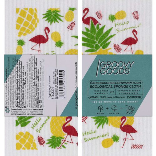 GroovyGoods ökologisches Schwammtuch 20 x 17 cm Hello Summer - Bürsten, Schwämme, Tücher