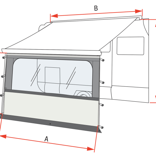 Fiamma Blocker Pro Vorderwand mit großem Fenster 440 - Markisenvorzelte & Wände