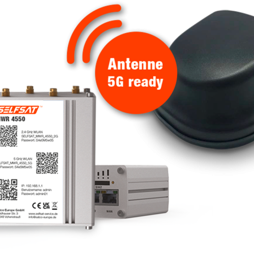 Selfsat 4G / LTE & WLAN Internet Router MWR 4550 Komplettset bis 300 Mbps inkl. 4G / 5G ready Dachantenne schwarz - Router