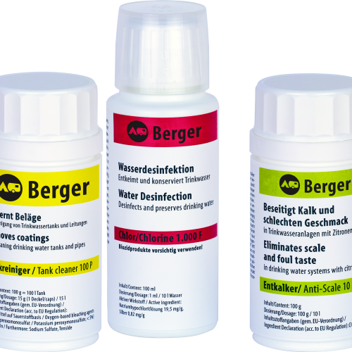 Berger Tankbox 100 Set (Tankreiniger, Wasserdesinfektion & Entkalker) - Wassertankentkeimung & -reinigung