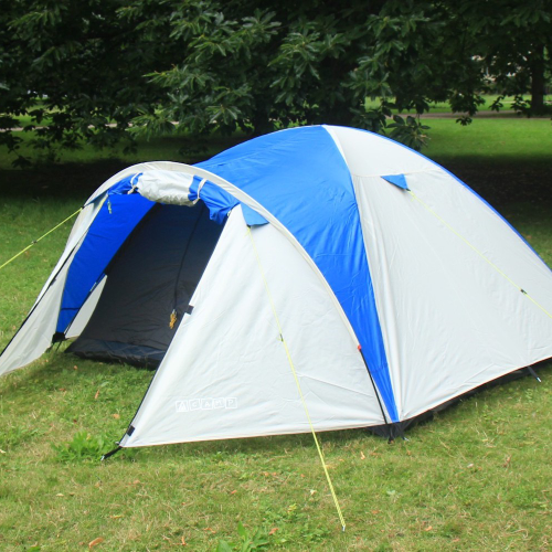 Tambu Acamp Kuppelzelt creme/blau für 4 Personen - 4-Personen Zelte