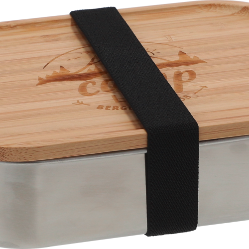 Camplife Edelstahldose mit Bambusdeckel und Gummiband 1400 ml - Lebensmittelbehälter / Vorratsdosen
