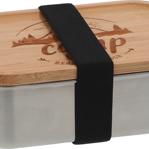 Camplife Edelstahldose mit Bambusdeckel und Gummiband 800 ml - Lebensmittelbehälter / Vorratsdosen