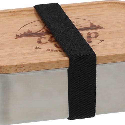Camplife Edelstahldose mit Bambusdeckel und Gummiband 1200 ml - Lebensmittelbehälter / Vorratsdosen