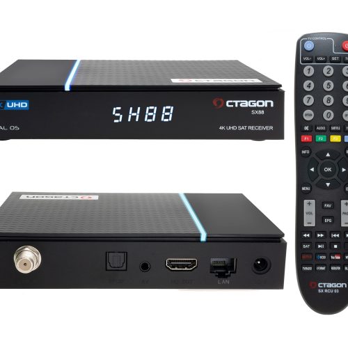 Octagon SX88 V2 4K UHD Sat IP-Receiver Linux E2 + Define OS, DVB-S2, Kartenleser, HDMI, Schwarz
