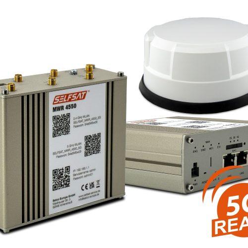 SELFSAT MWR 4550 im Set mit Panorama Antenne weiß (4 x 5G/4G, 2 x WLAN, 1 x GPS, 1 m Kabel)