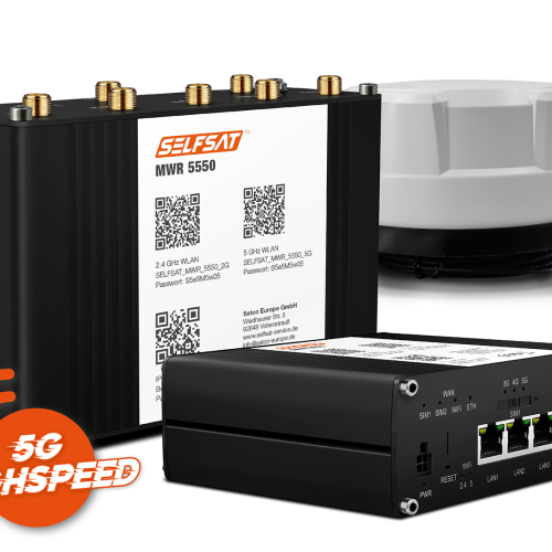 SELFSAT MWR 5550 mit Panorama Antenne weiß (4 x 5G/4G, 2 x WLAN, 1 x GPS, 1 m Kabel)