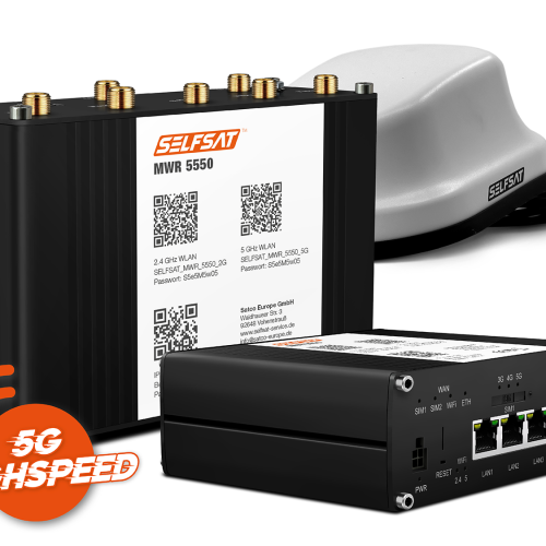 SELFSAT MWR 5550 weiß ( 4G / LTE / 5G & WLAN Internet Router bis 3,3 Gbps inkl. 5G Dachantenne )