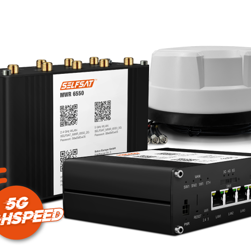 SELFSAT MWR 6550 5G Cat 20 WiFi 6 WLAN Router bis 3,4 Gbps inkl. Panorama Antenne weiß