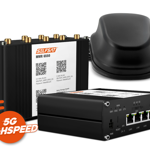 SELFSAT MWR 6550 5G Cat 20 WiFi 6 WLAN Router bis 3,4 Gbps inkl. SELFSAT 5G Antenne schwarz